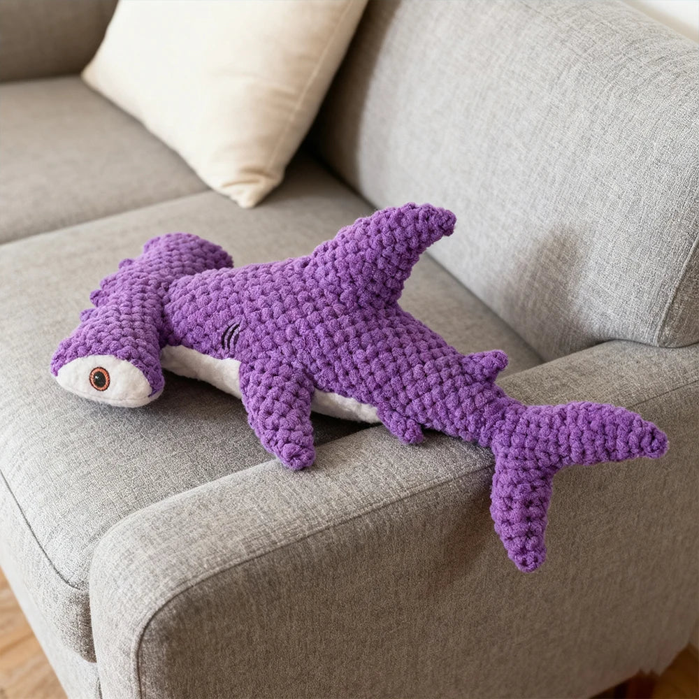 Pet Bite-Resistant Plush Interactive Toy with Sound, Shark-Shaped, Suitable for Large, Medium, and Small Pets Such as Cats and Dogs, Double-Layer Fabric, Built-In Airbag