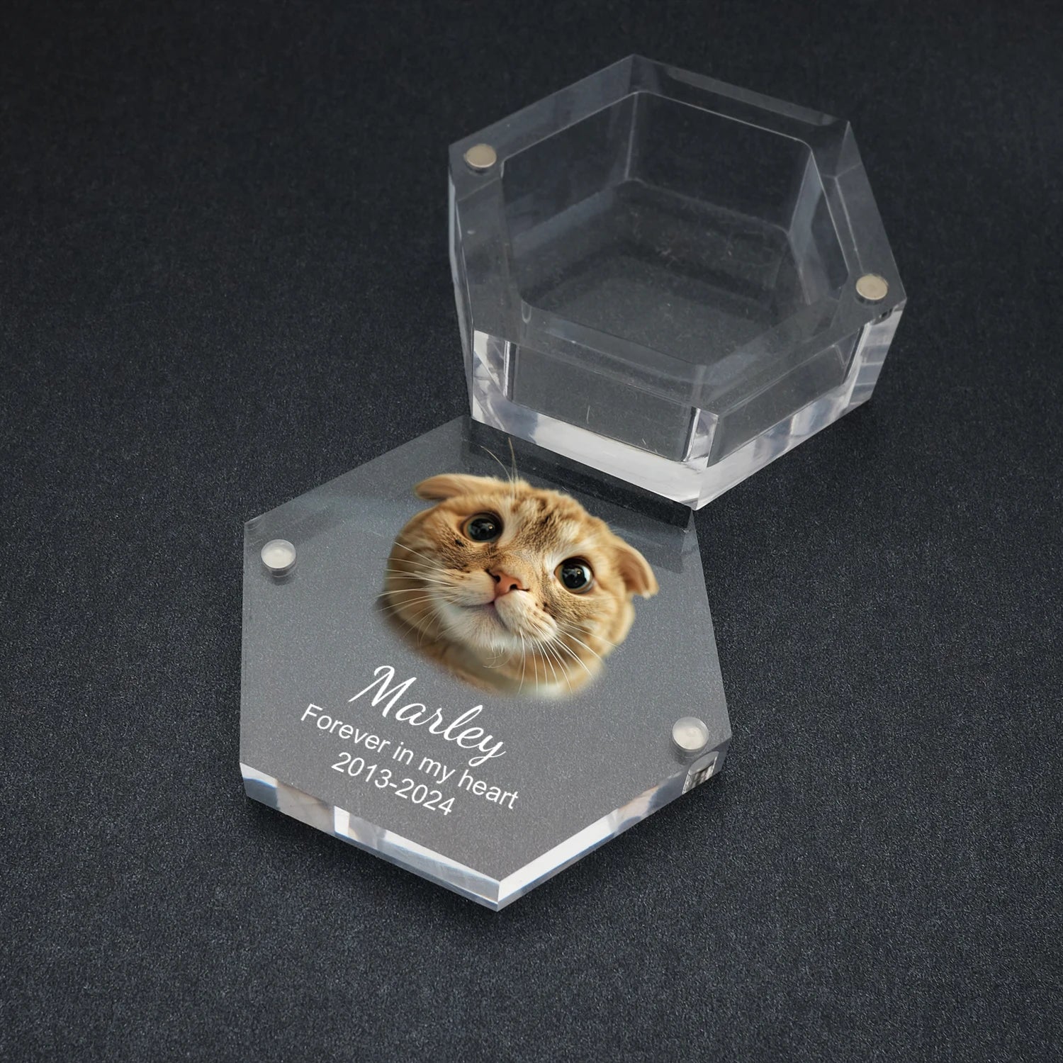 Personalized Keepsake Box with Photo Customized Pet Hair Box Dog and Cat Fur Memorial Box Custom Gifts for Pet Lovers Friends