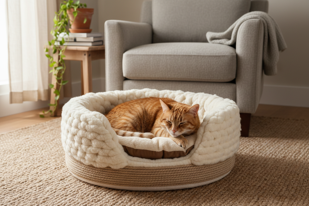 Luxury natural fibre cat bed by Special Pets